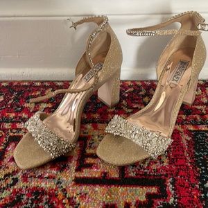 Badgley mishka gold Kendall block heels